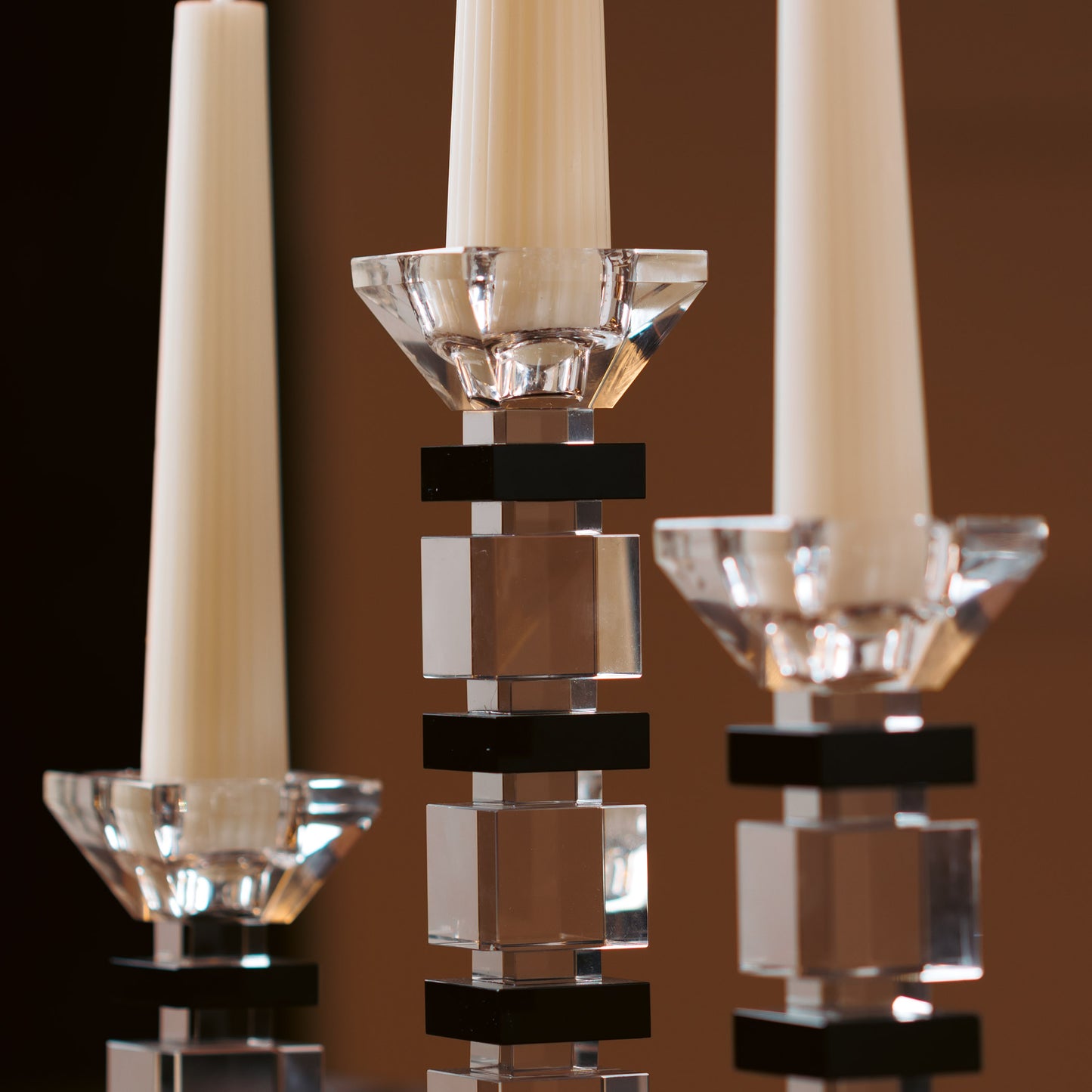Set of crystal Candle Holders .